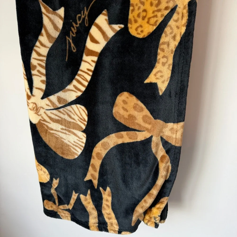 New Juicy Couture Black Zebra Leopard Bows Throw Blanket 60x70 Cute Soft Luxury